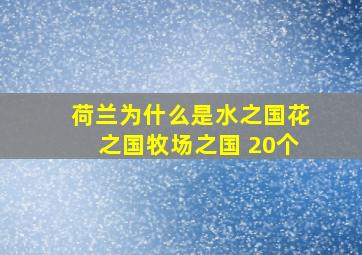 荷兰为什么是水之国花之国牧场之国 20个